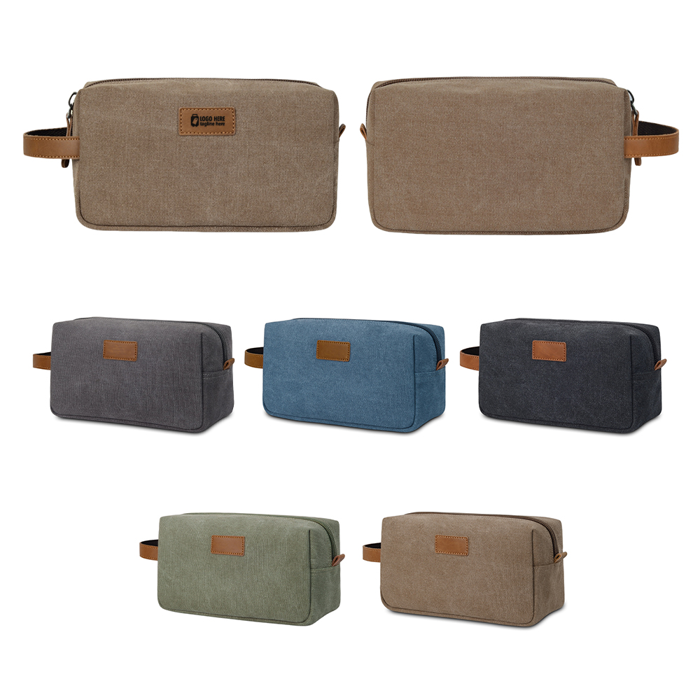 Group shot of Vintage Canvas & Leather Men's Toiletry Bag Group shot of Vintage Canvas & Leather Men's Toiletry Bag