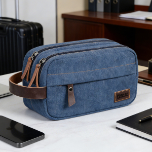 Double-Layer Canvas Toiletry Bag