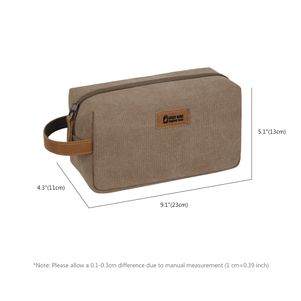 Scale shot of Vintage Canvas & Leather Men's Toiletry Bag Scale shot of Vintage Canvas & Leather Men's Toiletry Bag