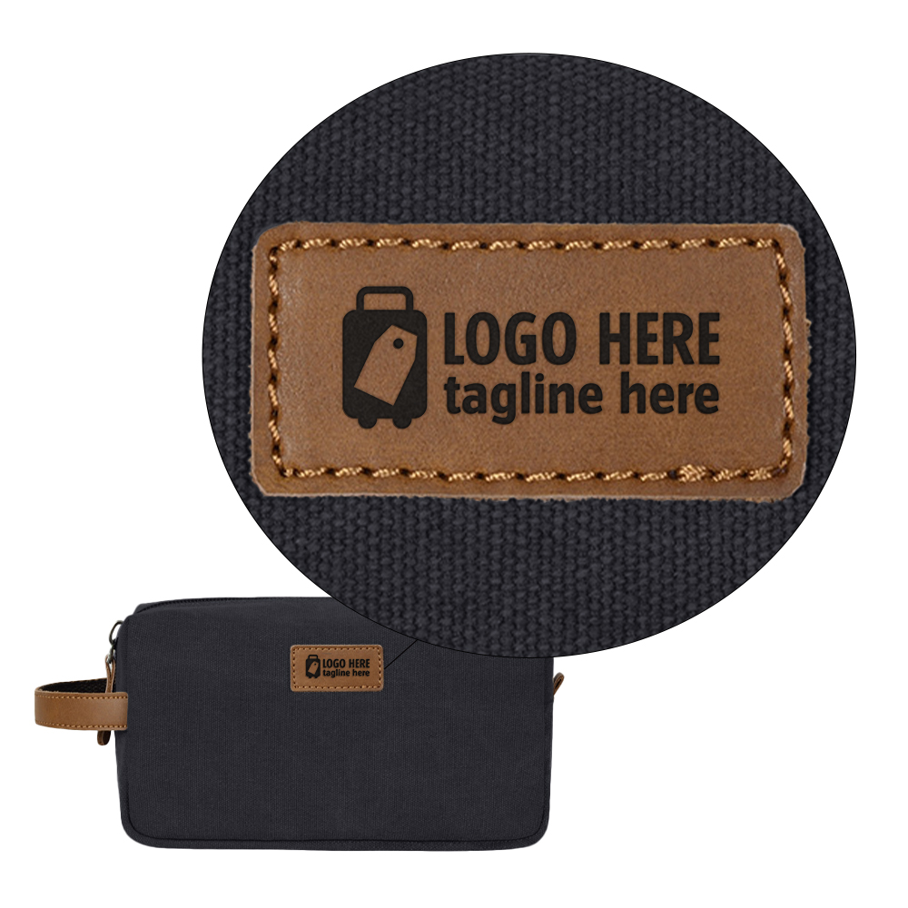 Vintage Canvas & Leather Men's Toiletry Bag Black With Logo Vintage Canvas & Leather Men's Toiletry Bag Black With Logo