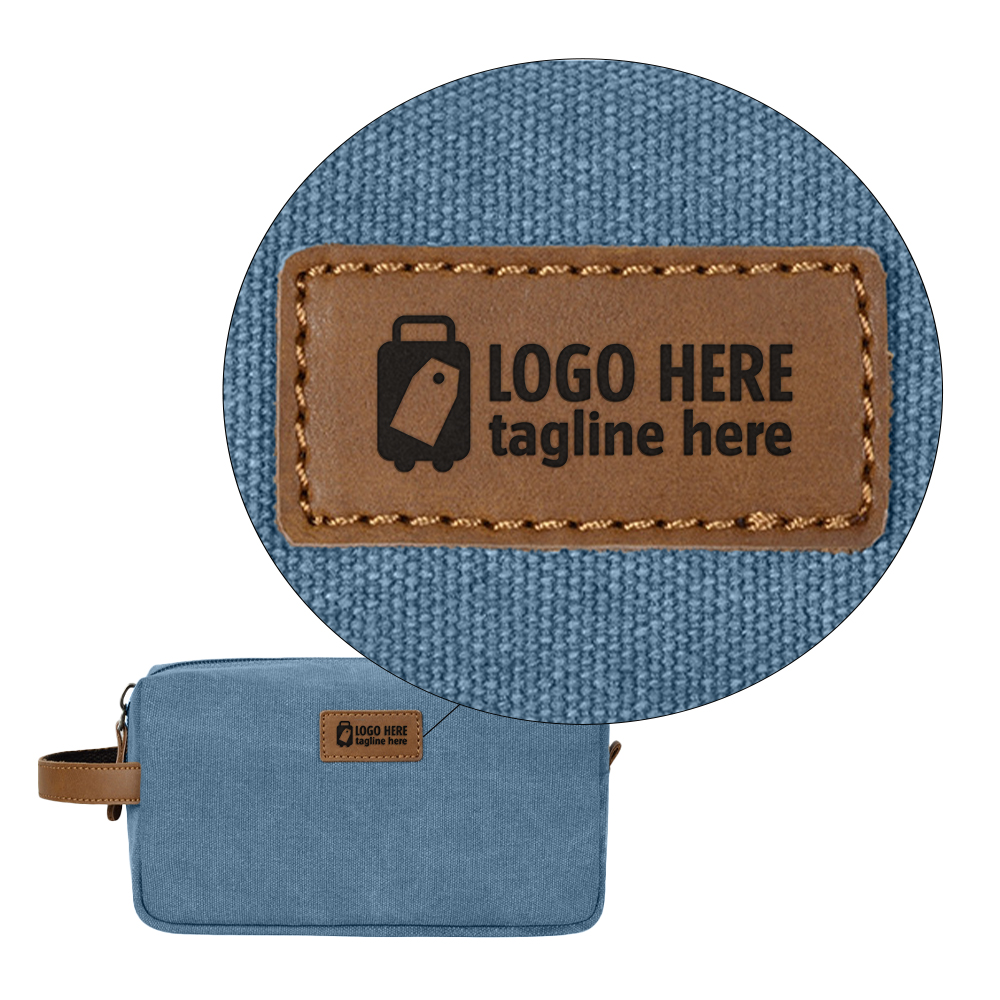 Vintage Canvas & Leather Men's Toiletry Bag Blue With Logo Vintage Canvas & Leather Men's Toiletry Bag Blue With Logo