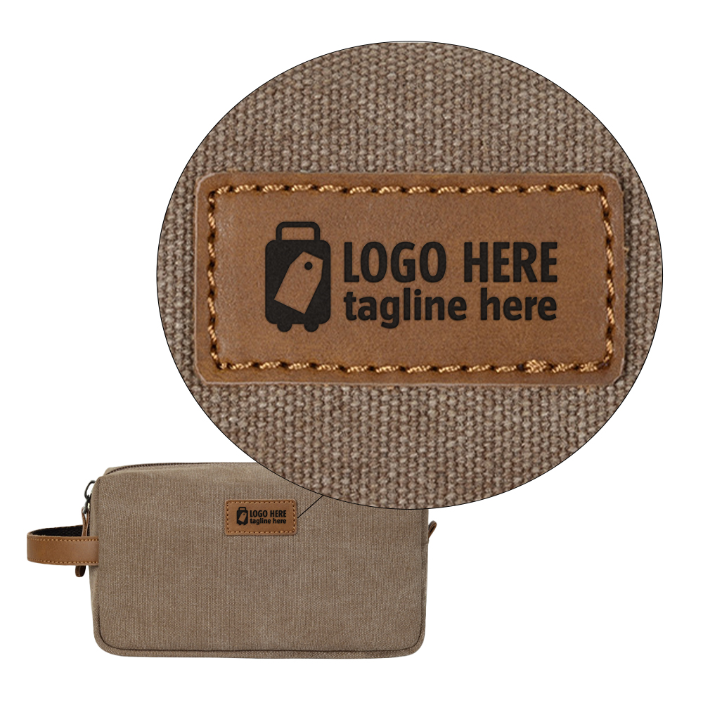 Vintage Canvas & Leather Men's Toiletry Bag Brown With Logo Vintage Canvas & Leather Men's Toiletry Bag Brown With Logo
