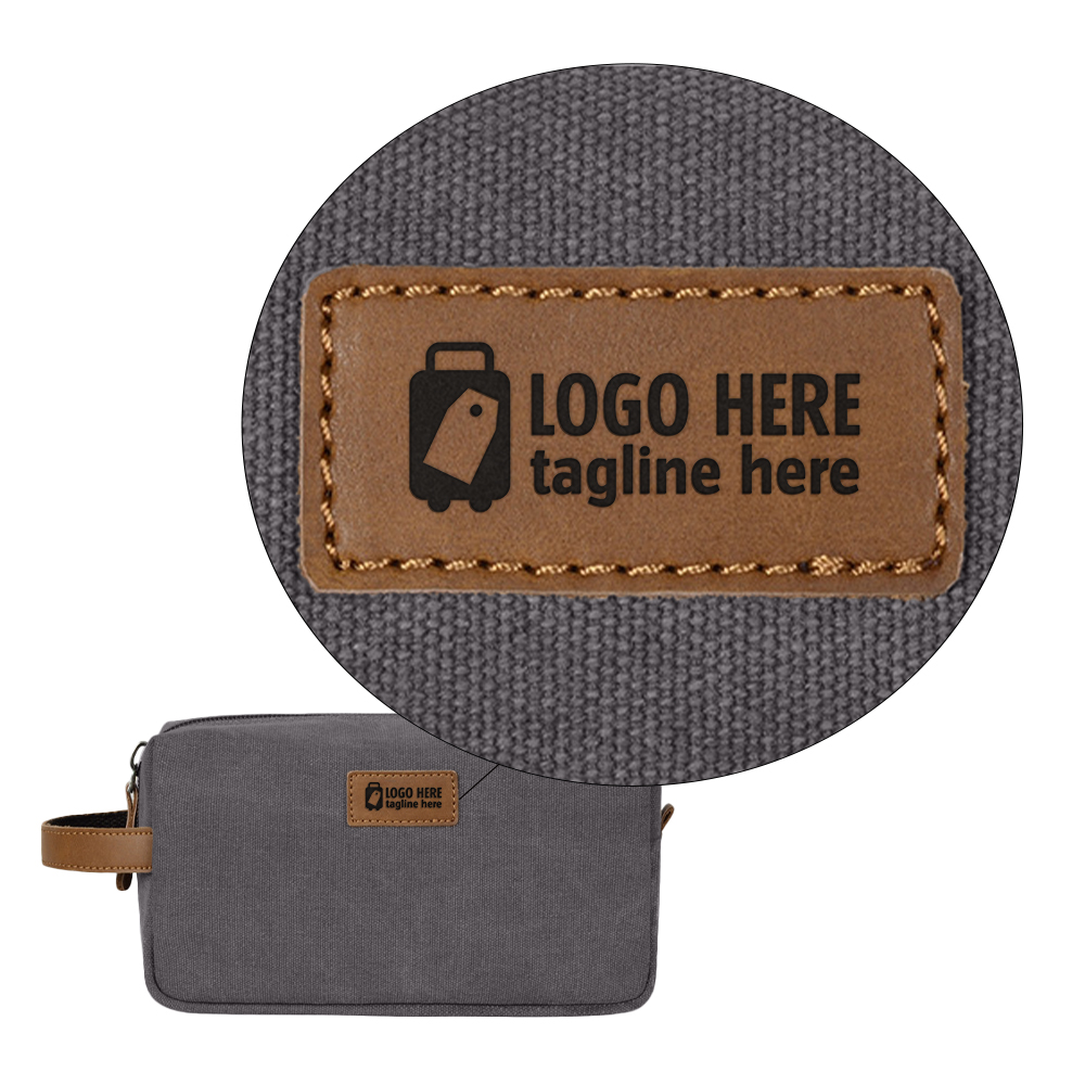 Vintage Canvas & Leather Men's Toiletry Bag Dark Gray With Logo Vintage Canvas & Leather Men's Toiletry Bag Dark Gray With Logo
