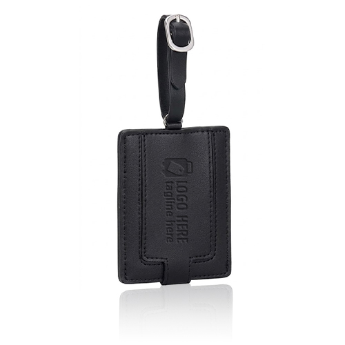 Black Square Genuine Leather Luggage Tags