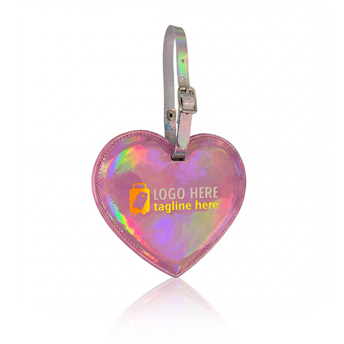 Shiny Laser Heart PU Leather Luggage Tag
