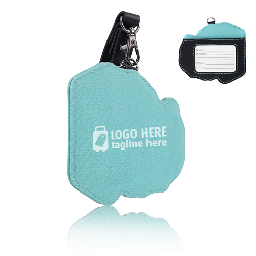 Sky Blue PU Leather Luggage Tags