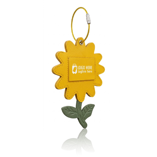 Top Grain Cowhide Sunflower Luggage Tag