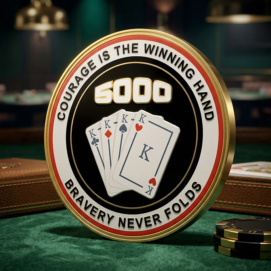 Bravery Never Folds Gaming Poker Chip Coin