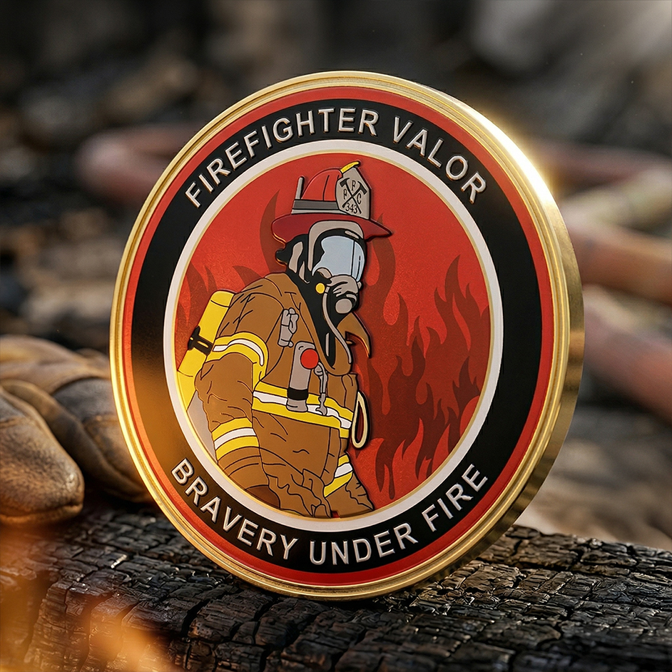 Firefighter Valor Heroic Poker Chip Coin