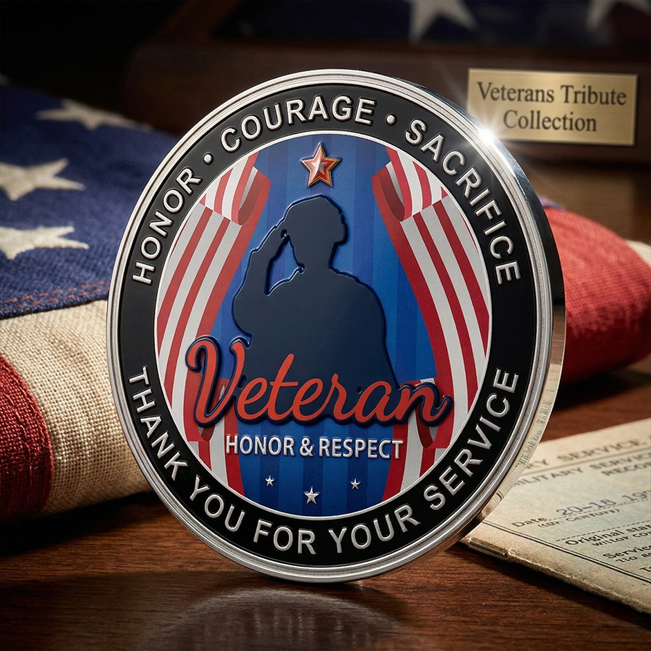 Veterans Tribute Honor & Respect Poker Chip Coin