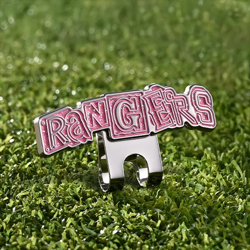 Custom Rangers Pink Glitter Soft Enamel Hat Clip