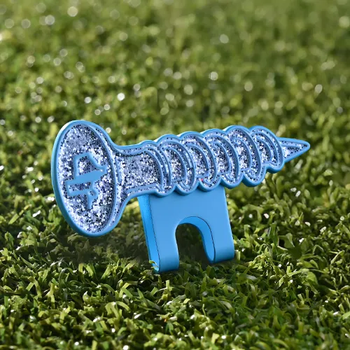 Custom Screw Shape Blue Glitter Soft Enamel Hat Clip