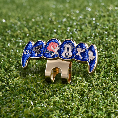 Custom Teeth Shape Religious Motif Glitter Enamel Hat Clip