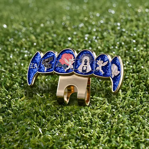 Custom Teeth Shape Religious Motif Glitter Enamel Hat Clip