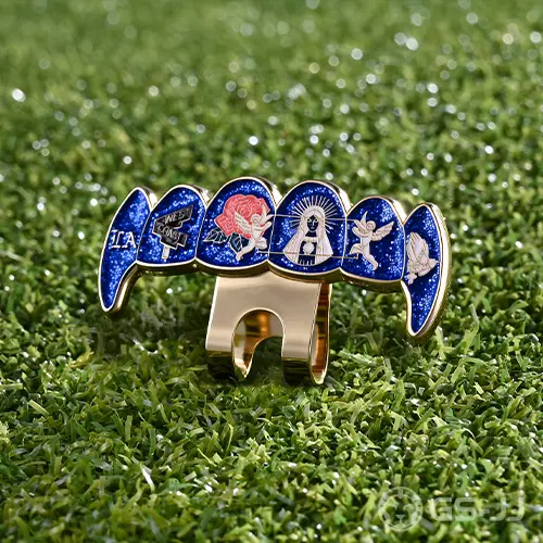 Custom Teeth Shape Religious Motif Glitter Enamel Hat Clip Custom Teeth Shape Religious Motif Glitter Enamel Hat Clip