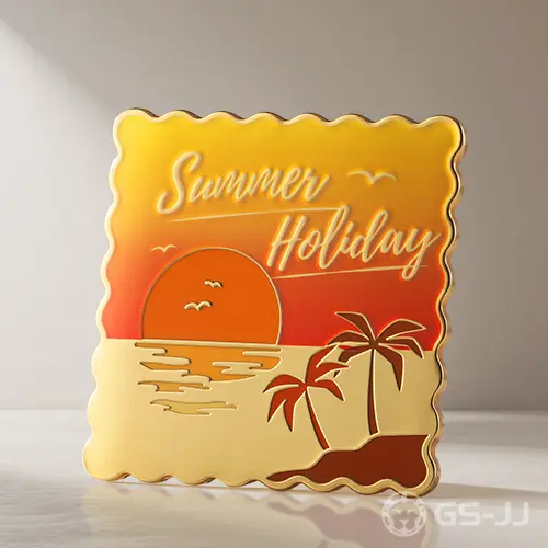 Custom Summer Holiday Stamp-shape Pins Custom Summer Holiday Stamp-shape Pins