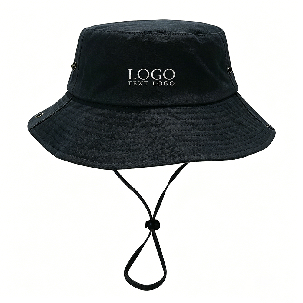 Customized Mountaineering Visor Bucket Hat Black with logo