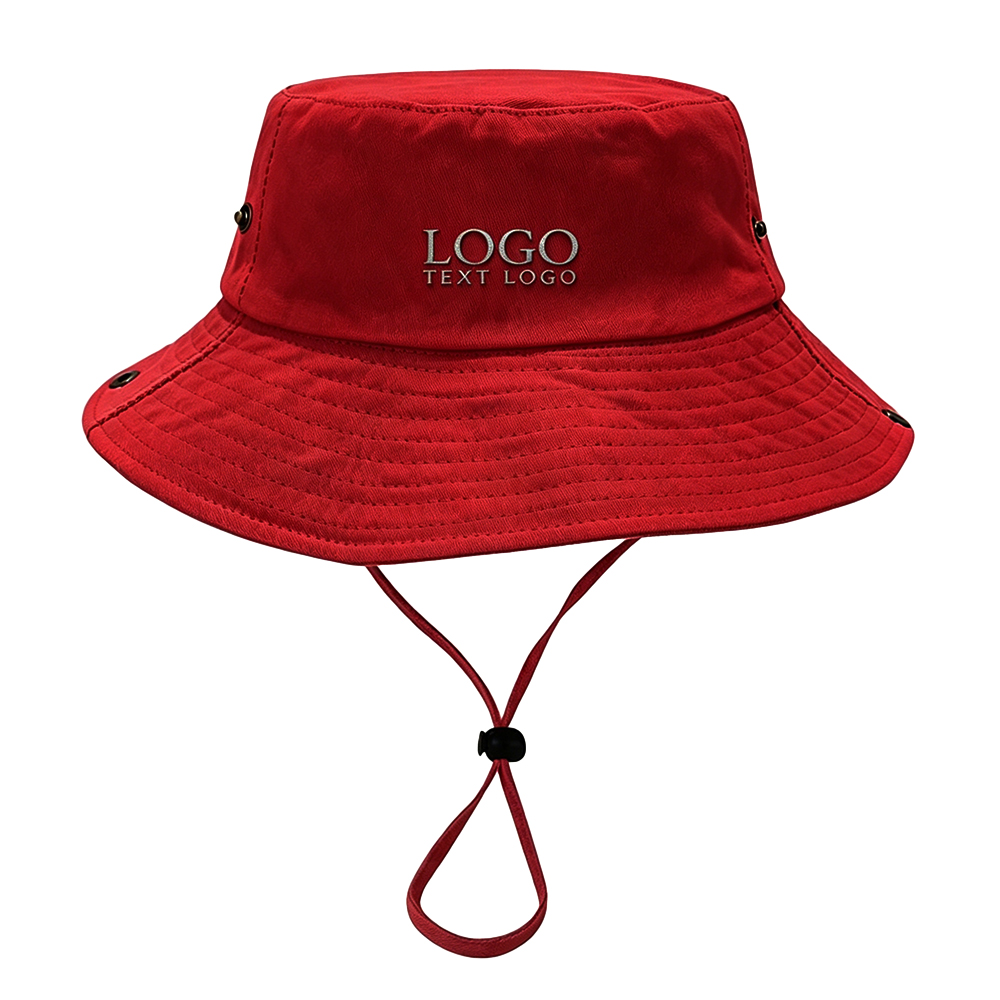 Customized Mountaineering Visor Bucket Hat Red with logo