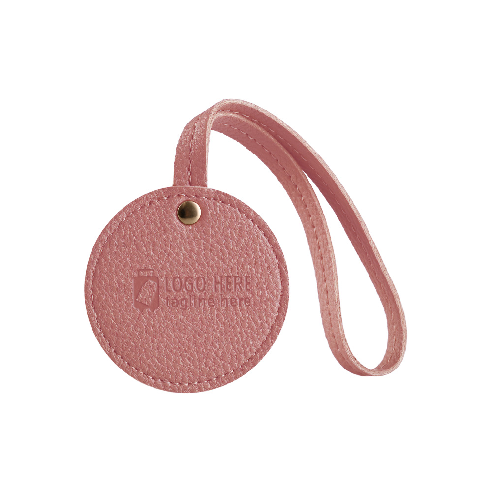 Round Leather Luggage Tags Pink with Logo Round Leather Luggage Tags Pink with Logo