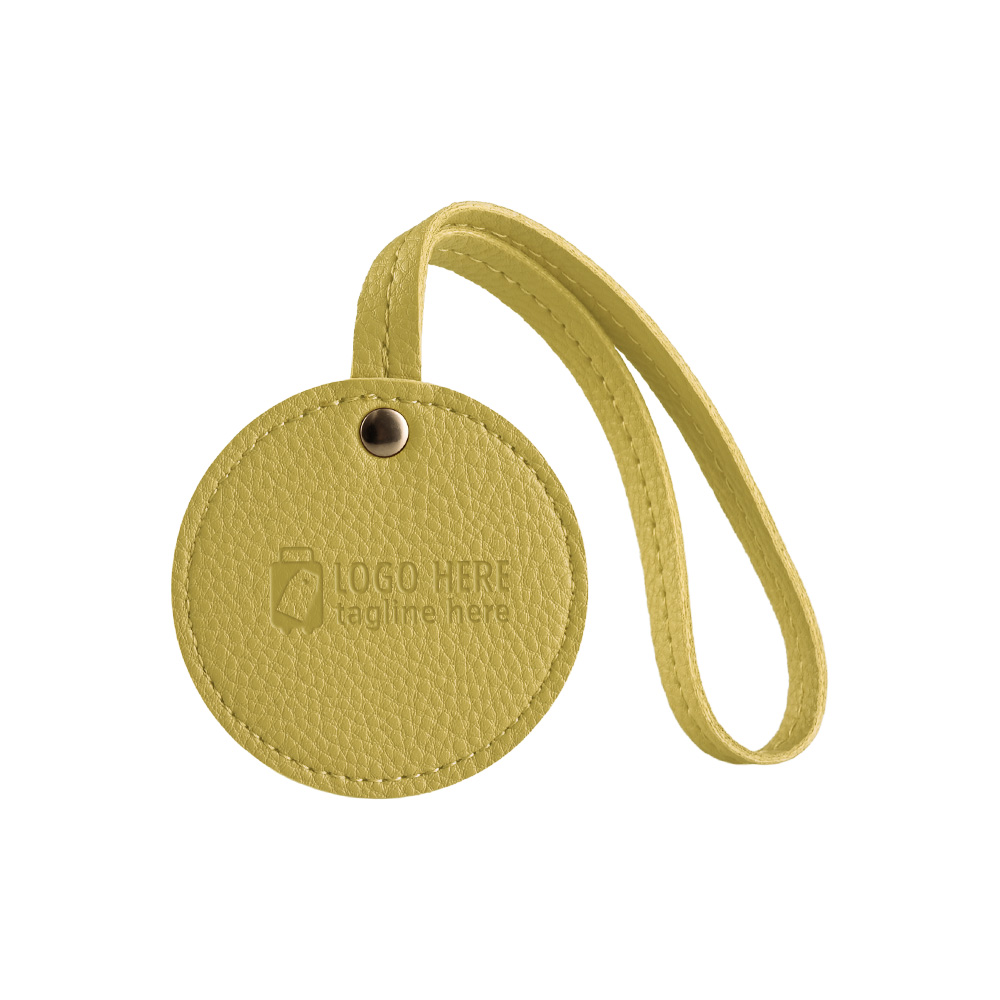 Round Leather Luggage Tags Yellow with Logo Round Leather Luggage Tags Yellow with Logo