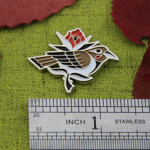Bird and Rose Lapel Pins