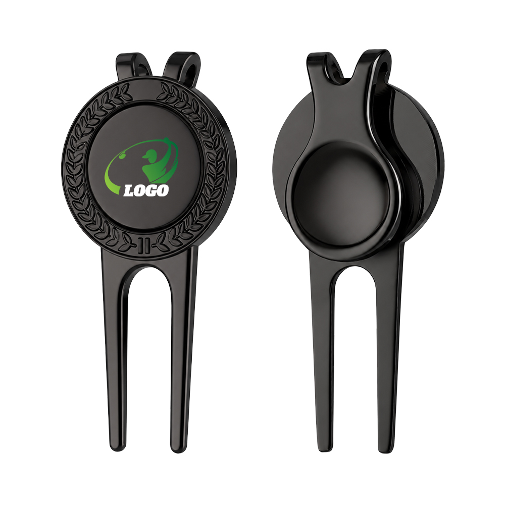 Patterns Golf Divot Tool and Ball Markers Set Black with Logo Both Sides Patterns Golf Divot Tool and Ball Markers Set Black with Logo Both Sides