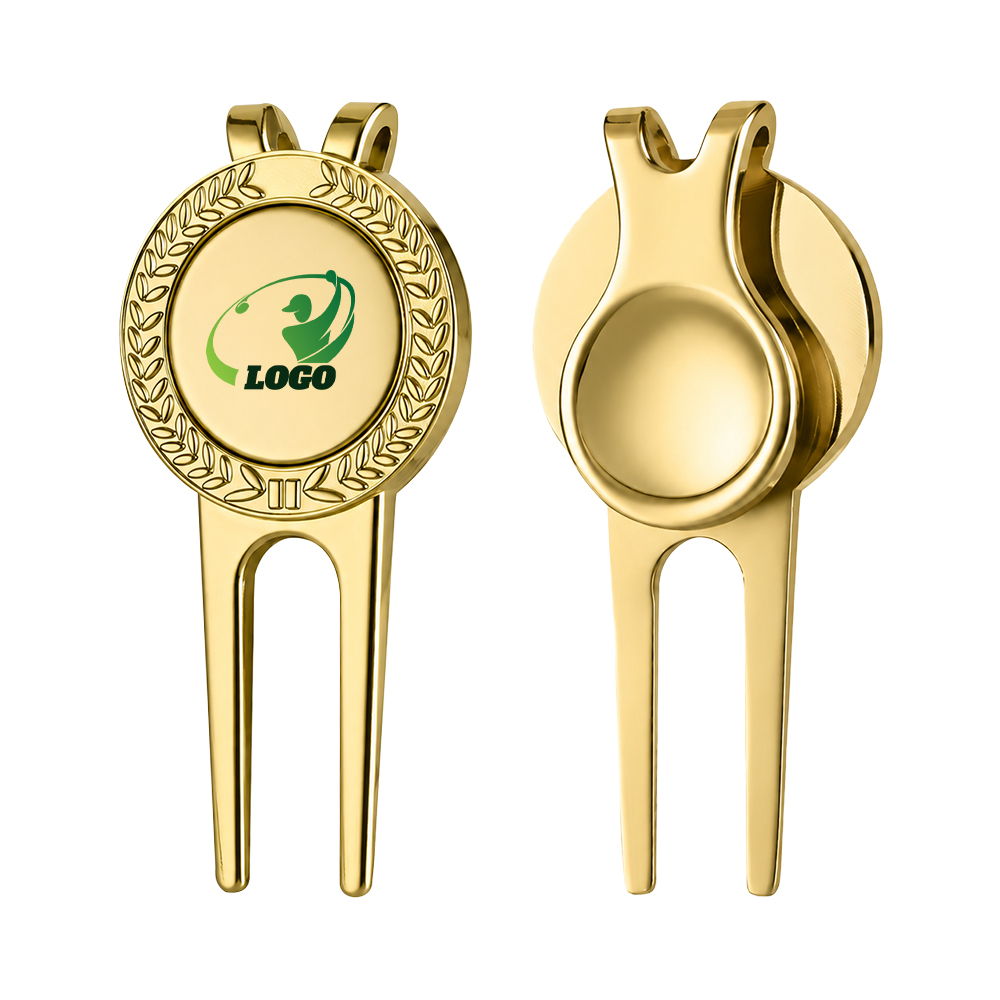 Patterns Golf Divot Tool and Ball Markers Set Gold with Logo Both Sides Patterns Golf Divot Tool and Ball Markers Set Gold with Logo Both Sides