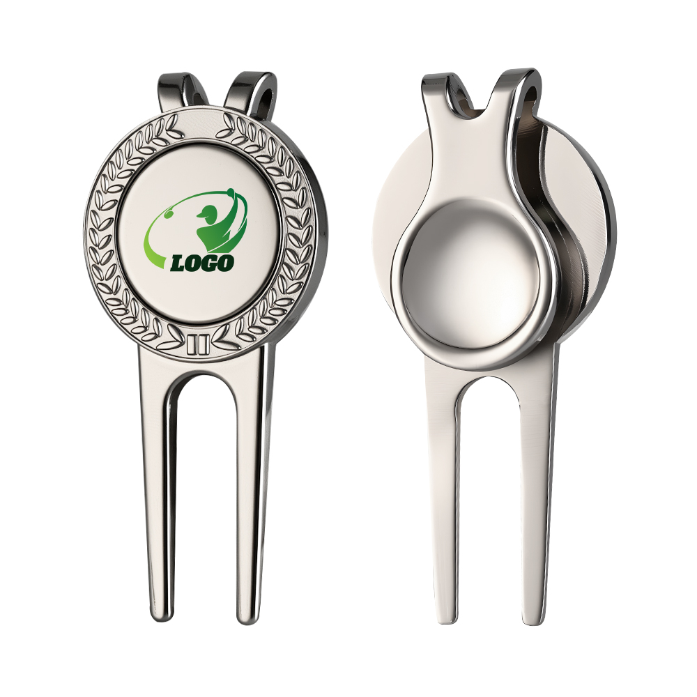 Patterns Golf Divot Tool and Ball Markers Set Nickel with Logo Both Sides Patterns Golf Divot Tool and Ball Markers Set Nickel with Logo Both Sides