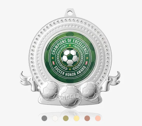 Rhinestone Custom Soccer Medal