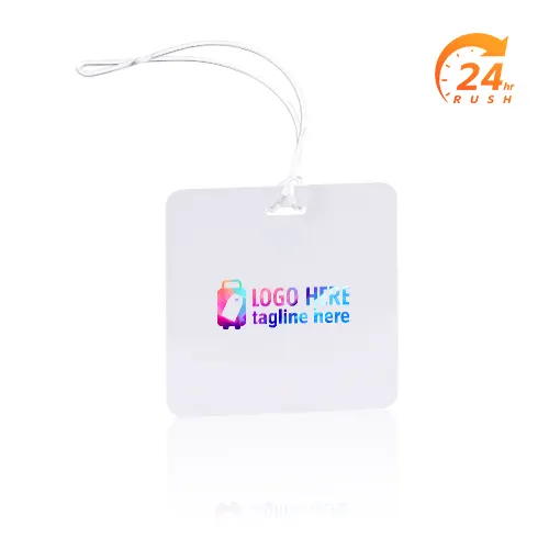 24h Rush Custom Square Bag Tag with Clear Loop