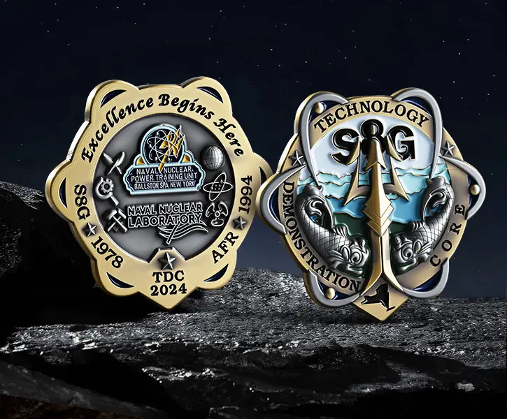 Custom Cutout Wave Shape Naval Nuclear Challenge Coin