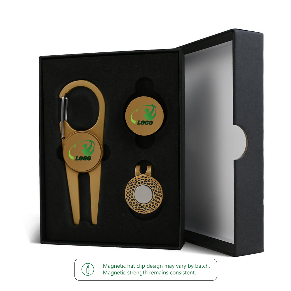Deluxe Golf Divot Tool Set with Ball Markers Antique Gold Set Deluxe Golf Divot Tool Set with Ball Markers Antique Gold Set