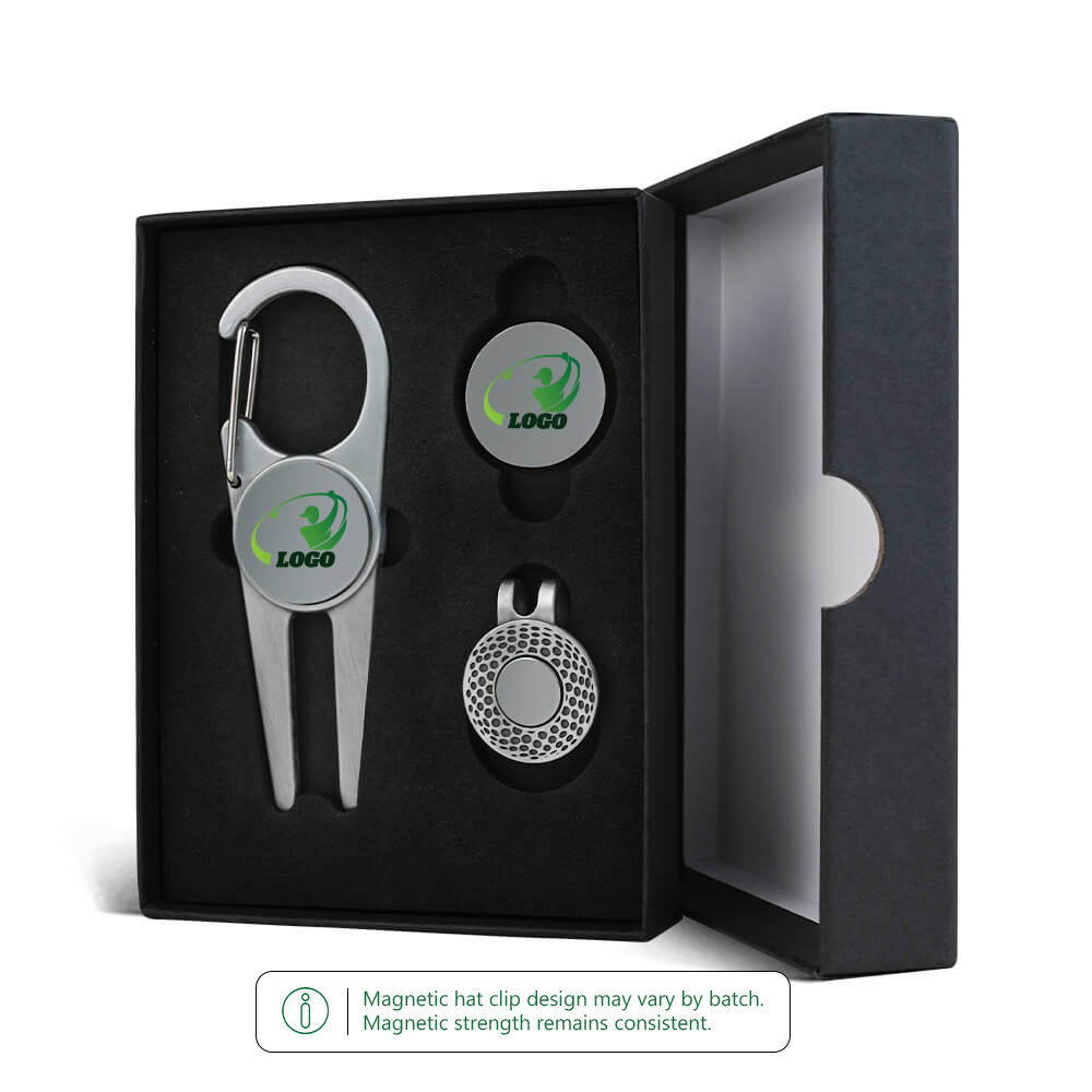 Deluxe Golf Divot Tool Set with Ball Markers Silver Set Deluxe Golf Divot Tool Set with Ball Markers Silver Set