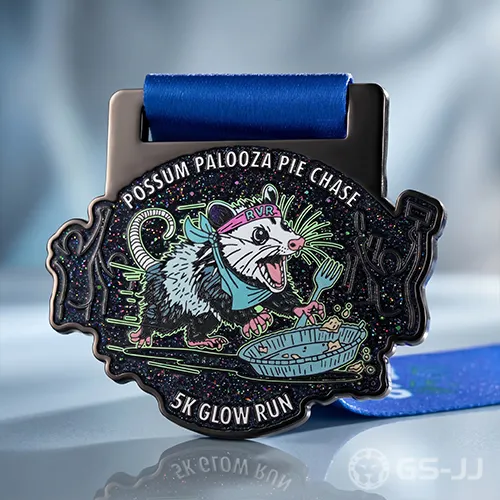Glitter Custom Medal for Themed 5K Glow Runs Glitter Custom Medal for Themed 5K Glow Runs