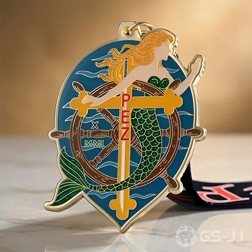 Nautical Mermaid & Ship Wheel Custom Medal Nautical Mermaid & Ship Wheel Custom Medal