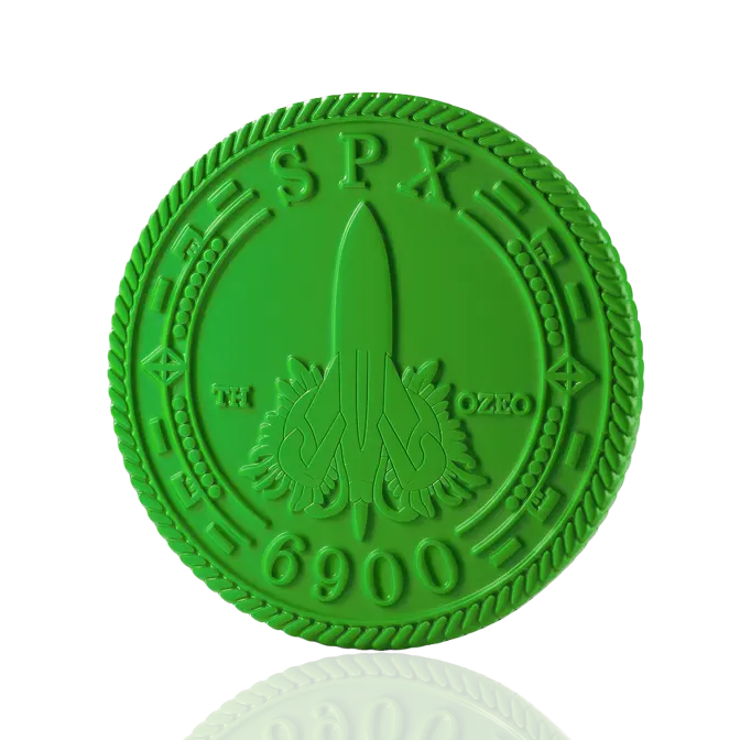 SPX 6900 Rocket Launch Dye Green Challenge Coin