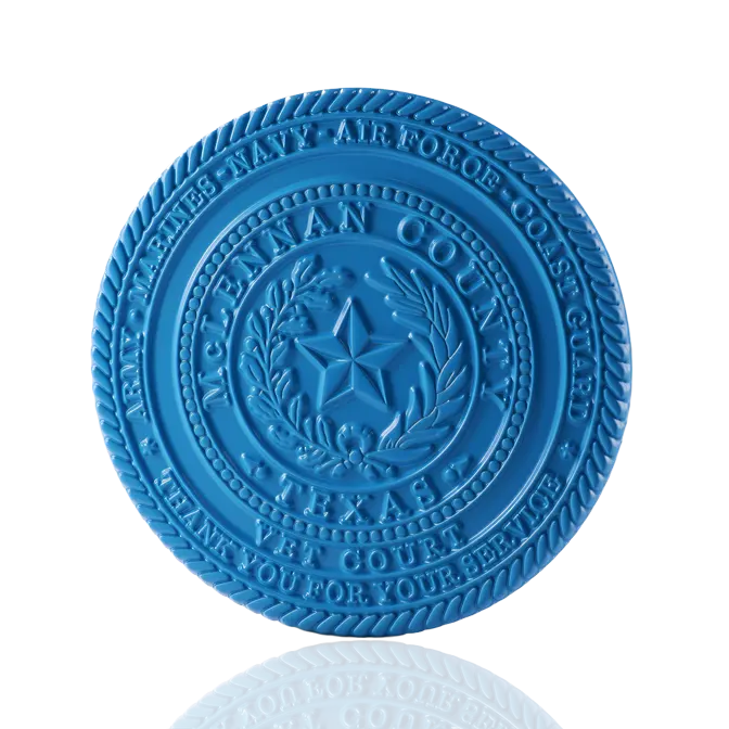 McLennan County Texas Court Dye Blue Challenge Coin