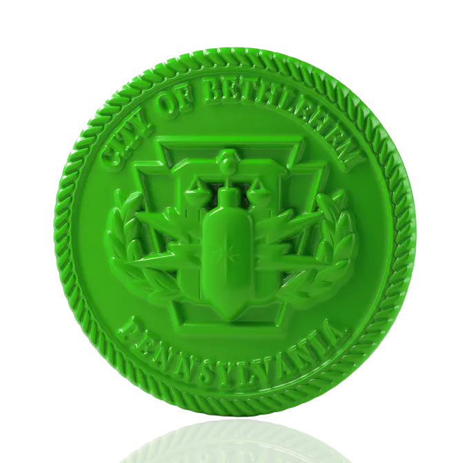 City of Bethlehem Pennsylvania Dye Green Challenge Coin