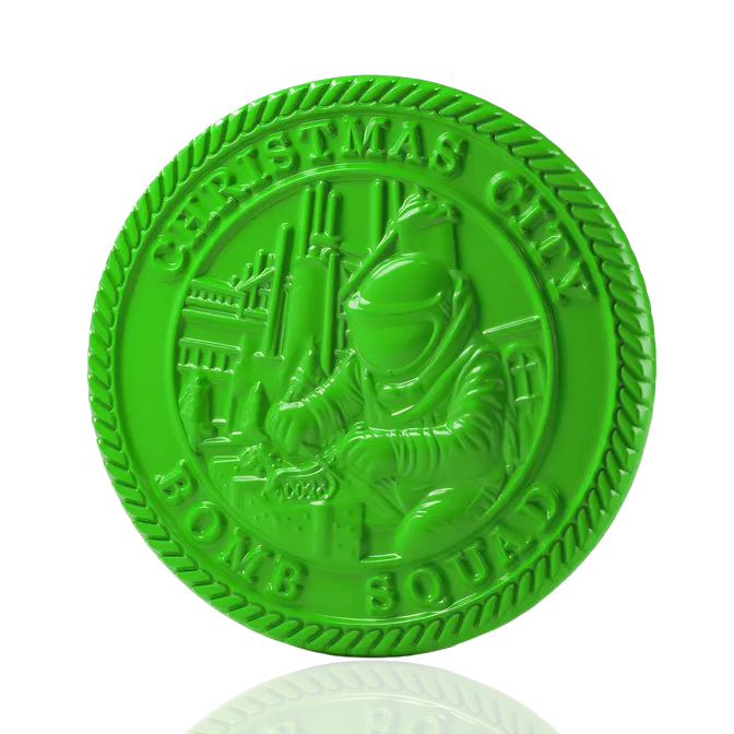 Christmas City Bomb Squad Dye Green Challenge Coin