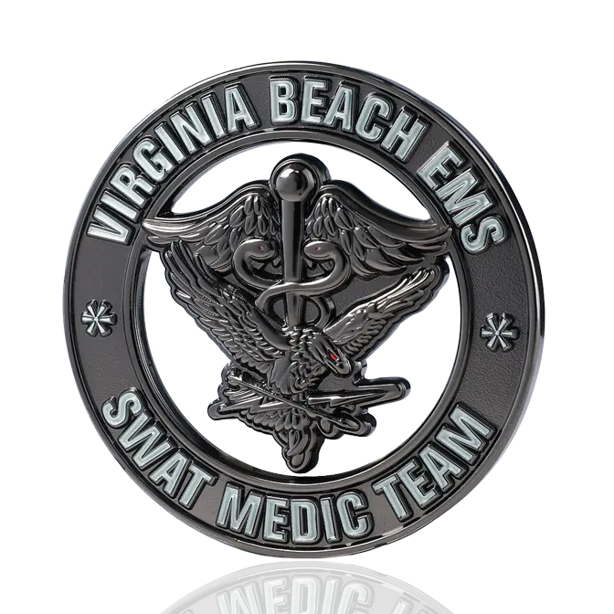 Virginia Beach EMS SWAT Medic Team Black Nickel Challenge Coin