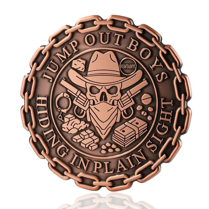 Jump Out Boys "Hiding In Plain Sight" Antique Copper Challenge Coin