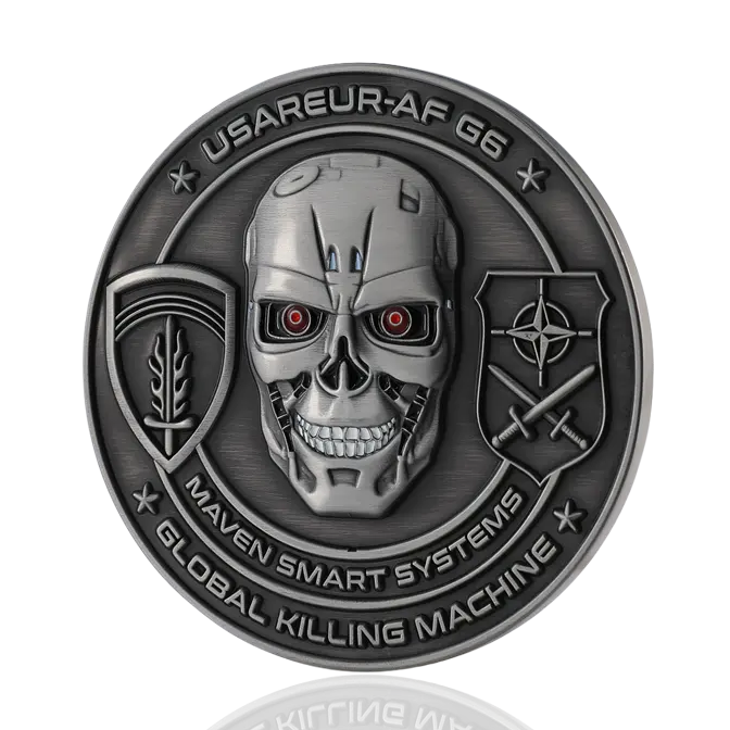 USAREUR-AF G6 Terminator Antique Silver Challenge Coin