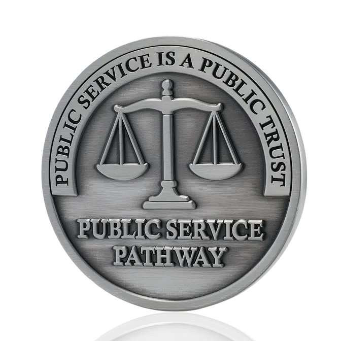 Public Service Pathway Antique Silver Challenge Coin