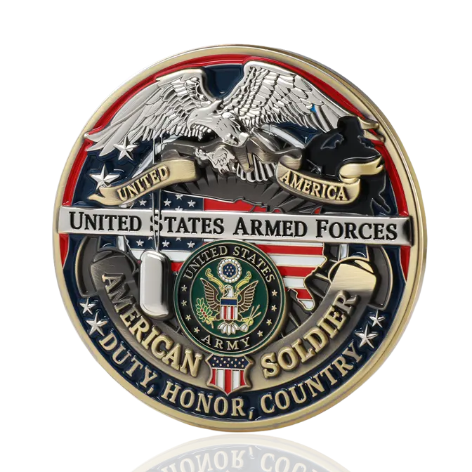 United States Armed Forces "Duty, Honor, Country" Two Tone Challenge Coin