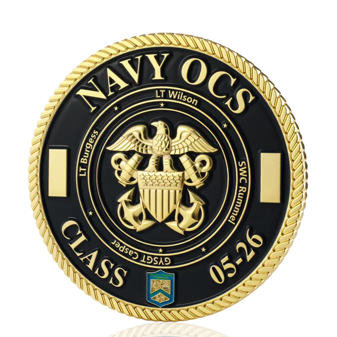 NAVY OCS Class 05-26 Shiny Gold Challenge Coin