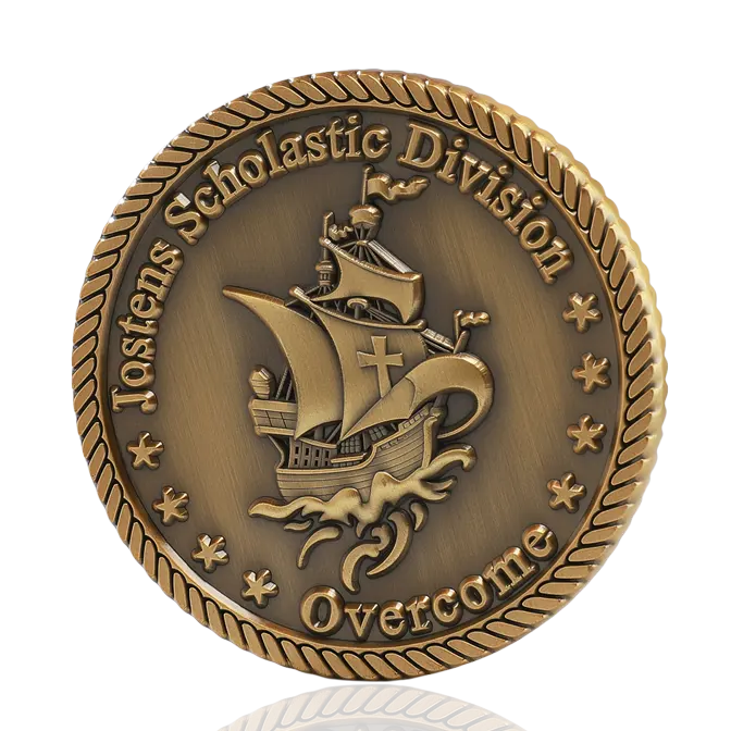 Jostens Scholastic Division 'Overcome' Antique Gold Challenge Coin