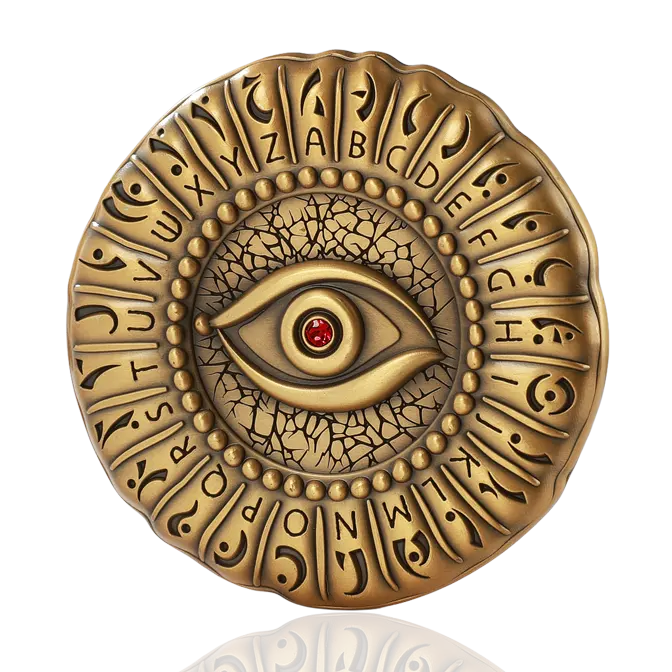 All-Seeing Eye Alphabet Dial Antique Bronze Rhinestone Challenge Coin