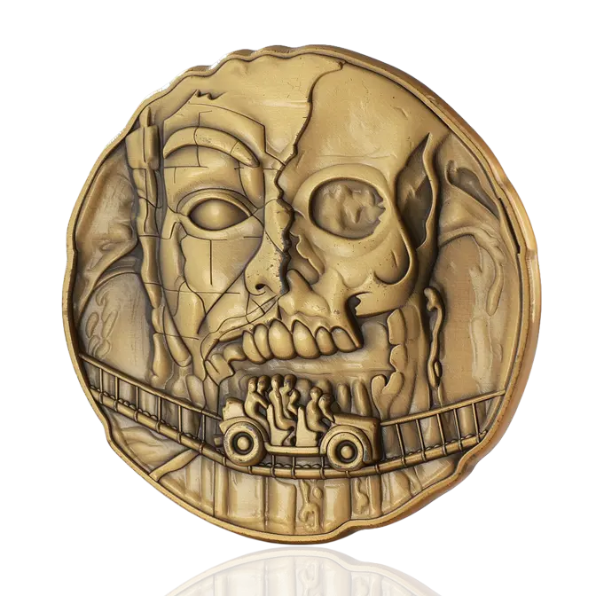 Zombie Apocalypse Train Antique Gold Challenge Coin