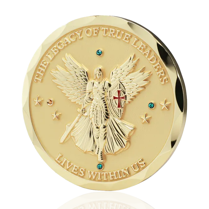 "The Legacy of True Leaders" Archangel Gold Rhinestone Challenge Coin