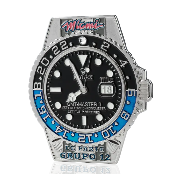 Rolex GMT-Master II Miami "De Parte Grupo 12" Rhinestone Challenge Coin